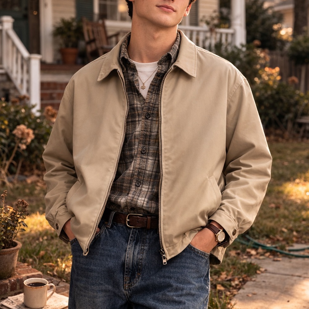 Jos. A. Bank Beige Lightweight Harrington Jacket